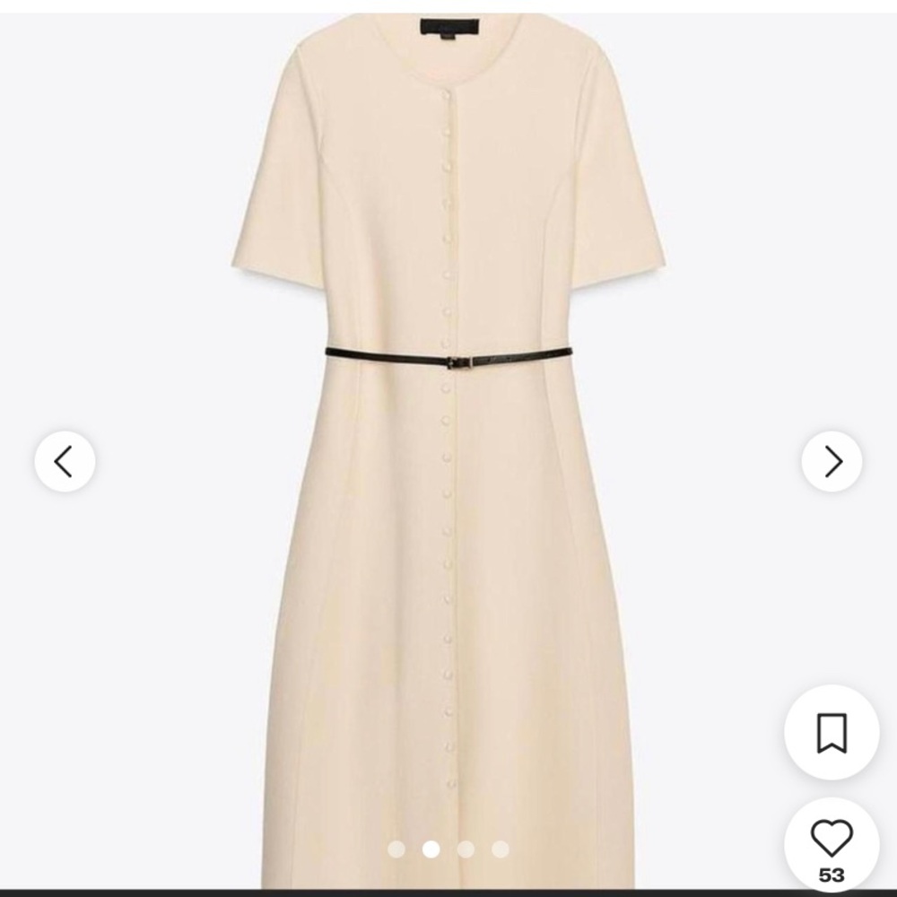 Zara Cream Long Sleeve Dress